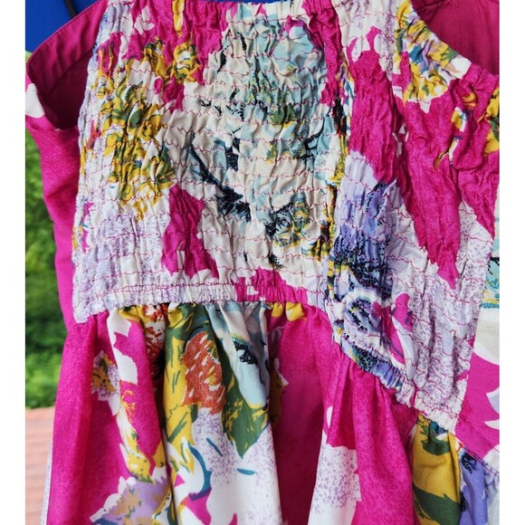 Anthropologie Band of Gypsies Pink Teal Abstract Floral Dress Womens Size Large - Picture 11 of 16